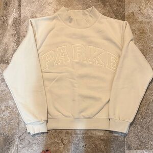 Parke Oat Monochrome Varsity Mockneck Sweatshirt | L/XL